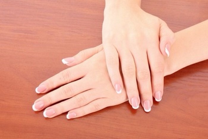 1st file
2nd clean
3rd push cuticles back and condition with vaseline 
4th moisturize 