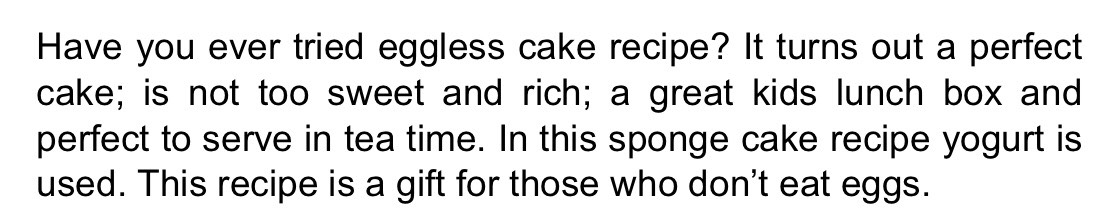Eggless Vanilla Cake. Best For School Lunches And Tea Time. 🍞