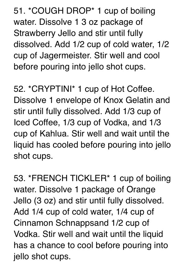 70 Different Jello Shot Recipes. Lots With Jägger!