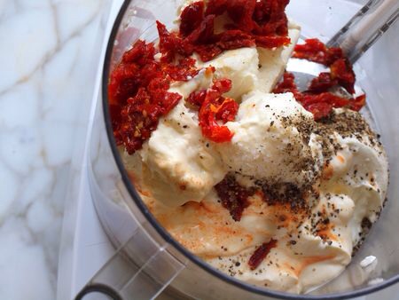 It literally takes ten minutes to make. You simply throw everything in a food processor and blitz to blend. And to make your life easier, I recommend making it a day ahead…it tastes even better when the flavors have a chance to mingle for a while.