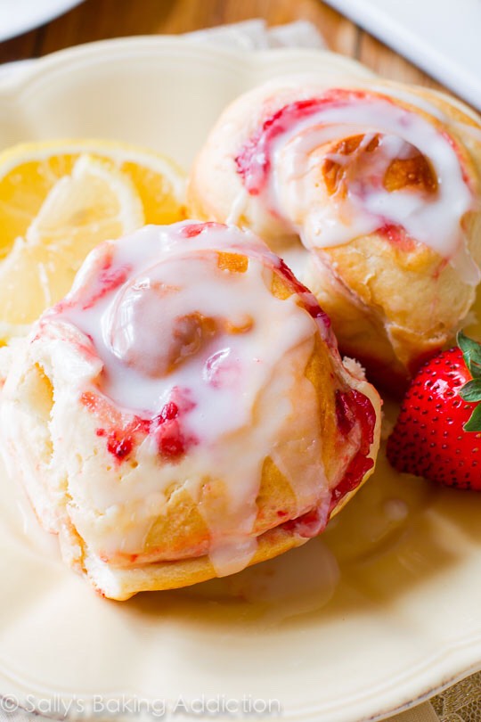 Strawberry Rolls With Sweet Lemon Glaze