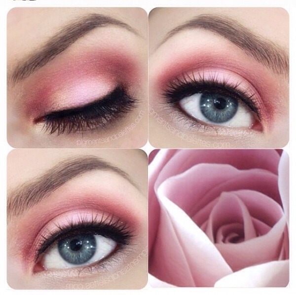 32. pink rose eye makeup look