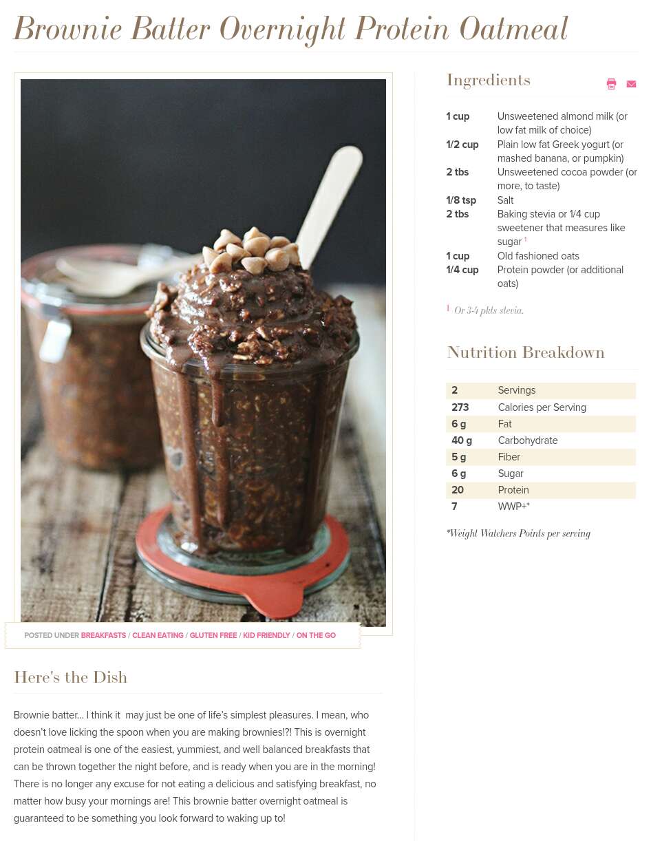 Brownie Batter Overnight Protein Oatmeal 