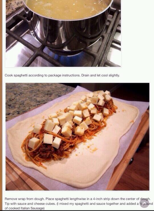 Spaghetti Stuffed Garlic Bread