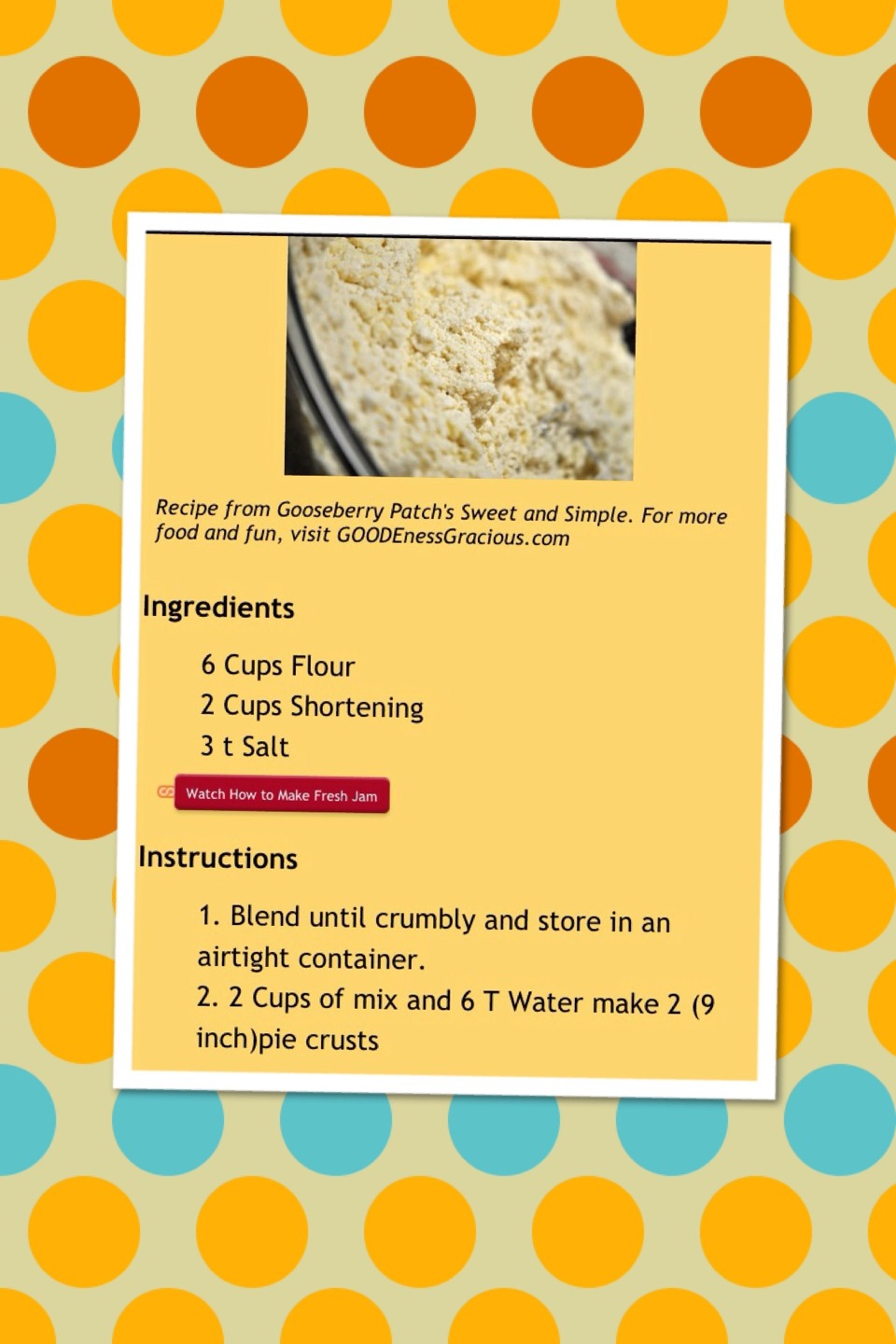Easy homemade pie mix instructions & ingredients. 