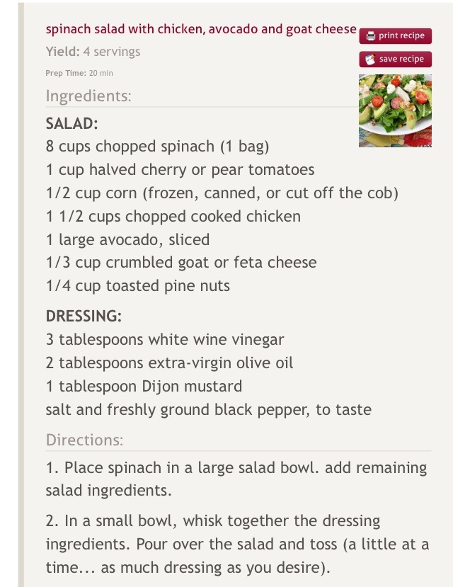 " Delicious Spinach Salad With Chicken, Avocado & Goat Cheese"👍