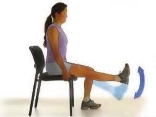 Leg extensions for the next set of commercials. Lift and lower leg if on a soft chair/couch move to the edge and suck In Your belly.  Try not to let your heal touch until you are done. If it does. Make your aim for tomorrow to keep it up longer :) 