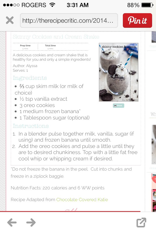 Skinny Cookies N' Cream Milkshake!!!