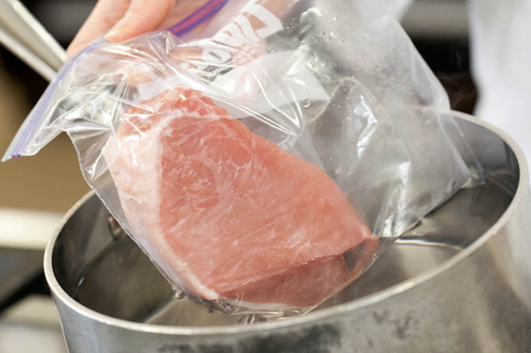 Defrost your chicken breast/thigh/legs by putting then into hot water