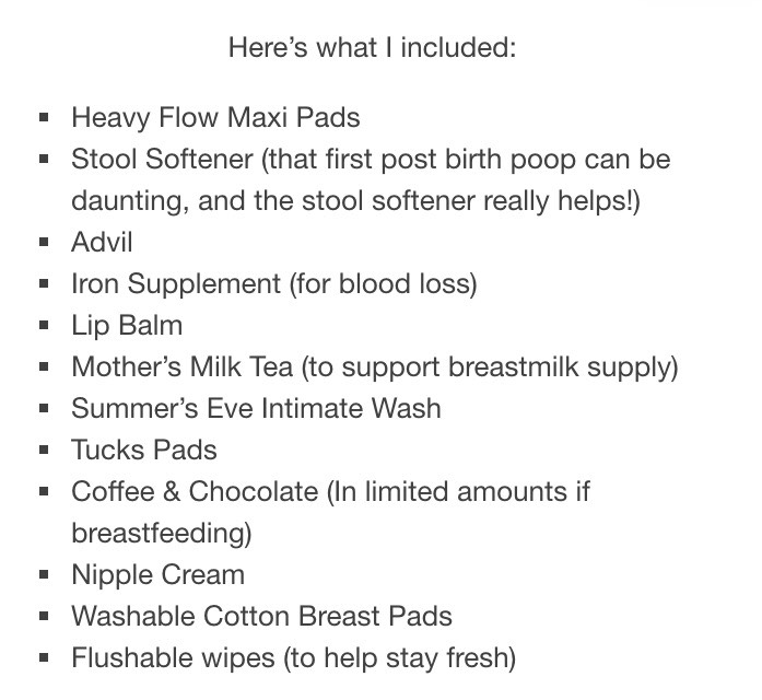 Post-partum Gift Basket And Meal Delivery 