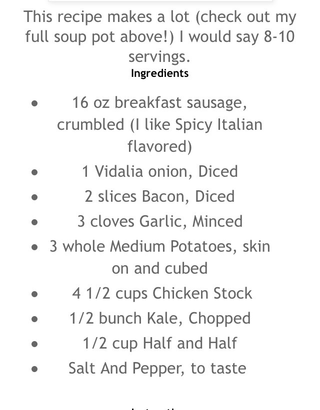 Olive Gardens Zuppa Toscana Soup 