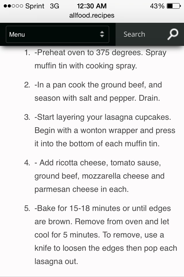 Lasagna Cupcakes