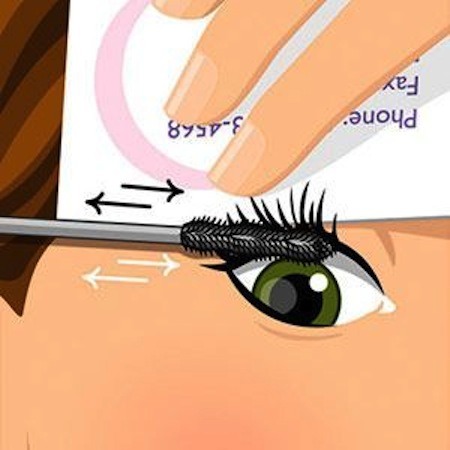 16. Business Card Trick
When applying mascara, hold a business card behind your lashes and apply it in a back and forth motion starting at the roots. You can really put it on this way, coating every lash fast!