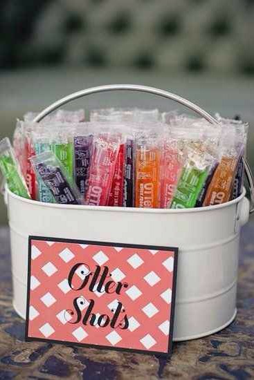 For an outdoor summer wedding, serve up some alcoholic Otter Pops.
You can do this by using a syringe.