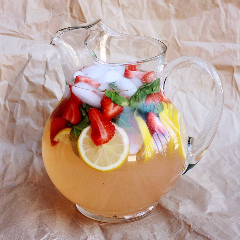 Strawberry lemon with basil :) 
-1/2 cup of sliced strawberries 
-1/2 cup of sliced lemon
- 1/4 a cup of basil leaves 