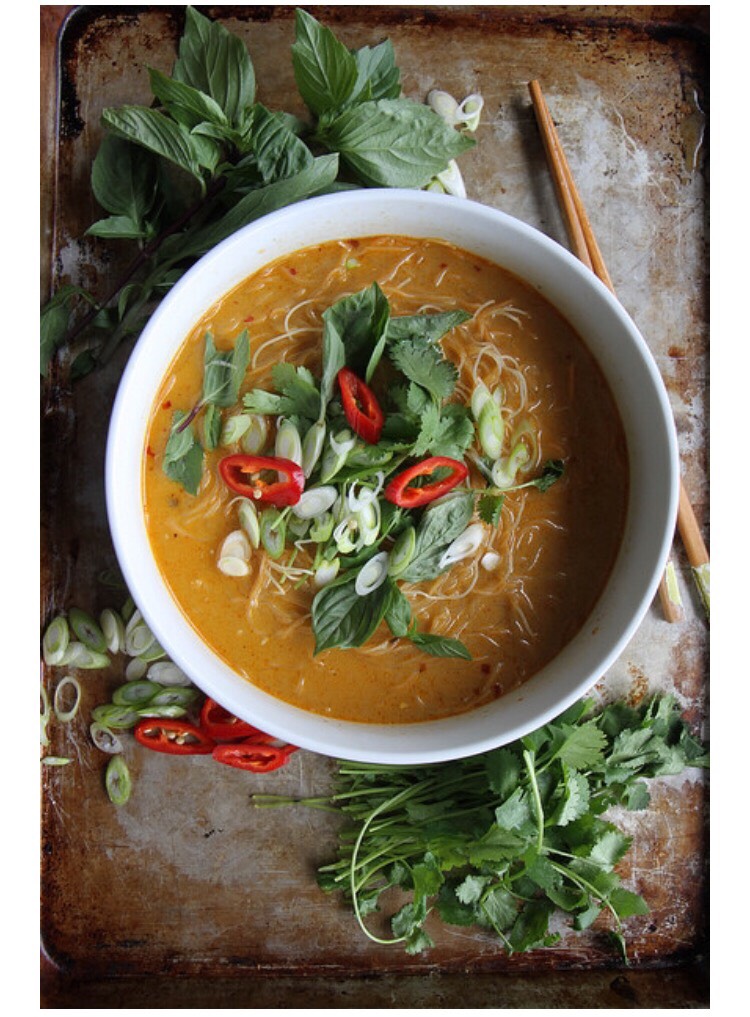 Spicy Thai Curry Noodles Soup.