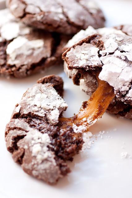 14
Salted Caramel Stuffed Chocolate Crinkle Cookies
