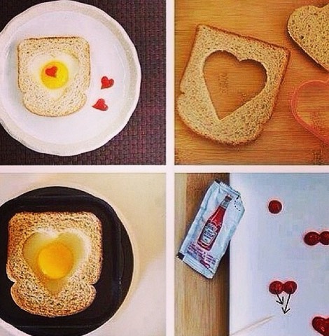 Valentine egg breakfast
