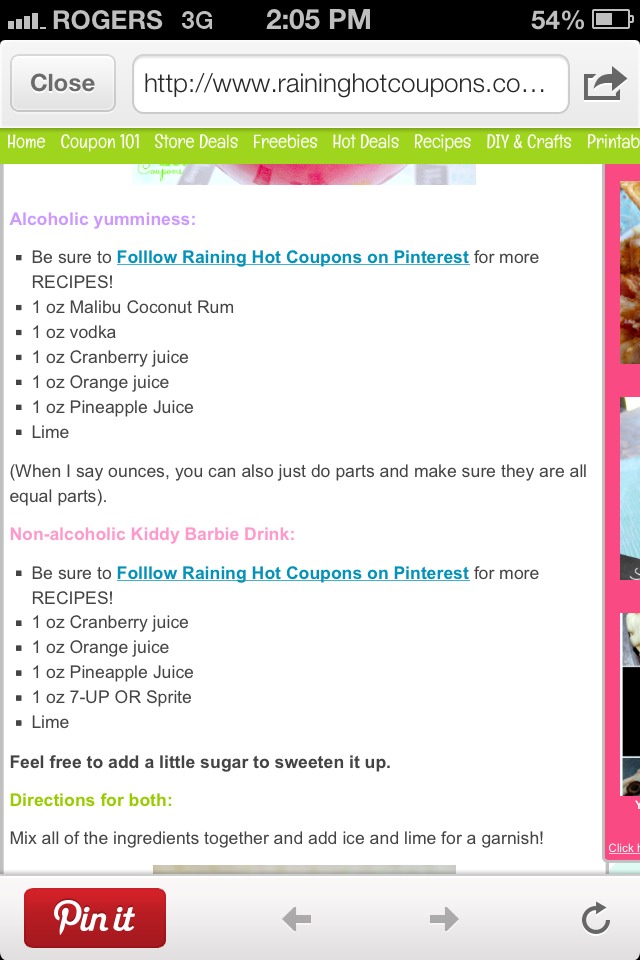 Barbie Drink Recipe