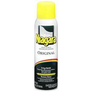 Starch spray: If you’re in need of something stronger than hairspray to hold your ‘do, try using starch spray.