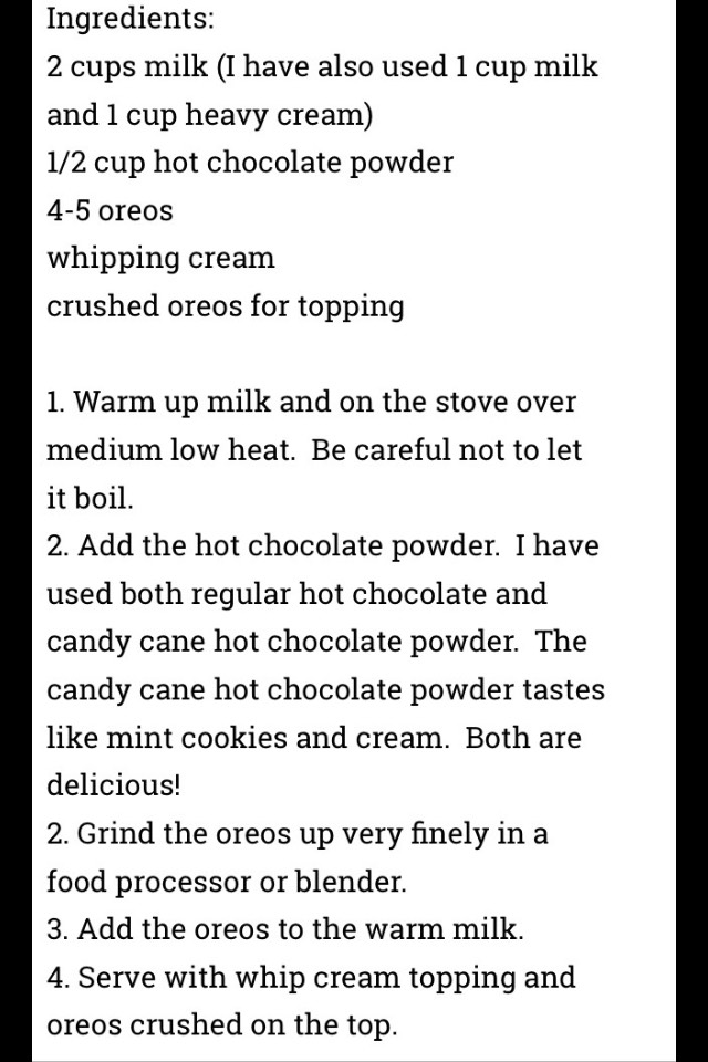 Cookies And Cream Hot Chocolate 🍫☕️