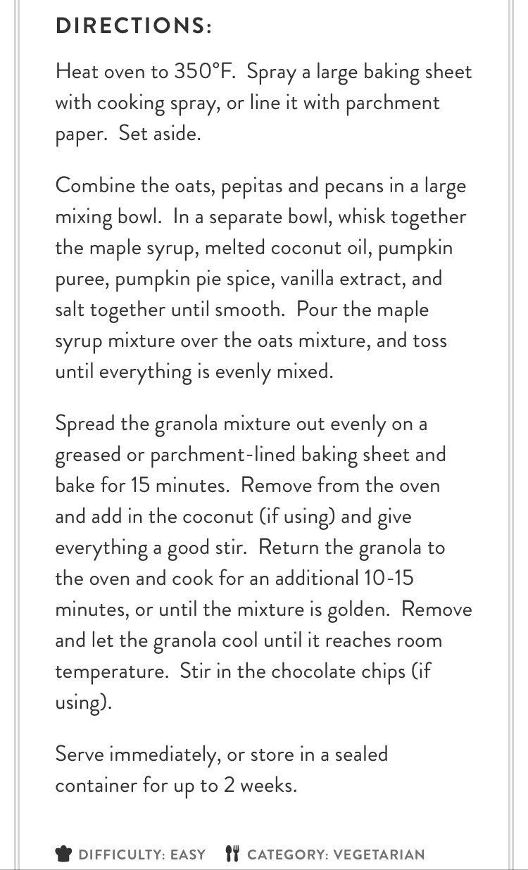 FALL🍁: Pumpkin Spice Granola 