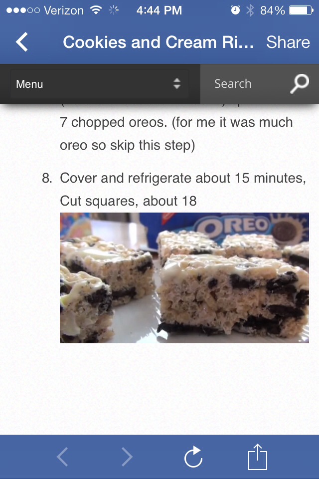 Cookies And Cream Rice Krispies Treat