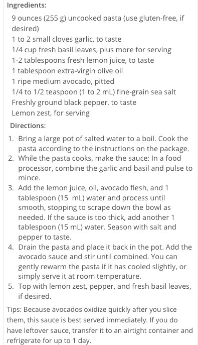 15 Minute Creamy Avocado Pasta