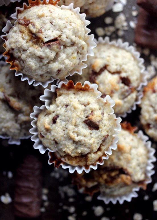 Twix banana oatmeal muffins