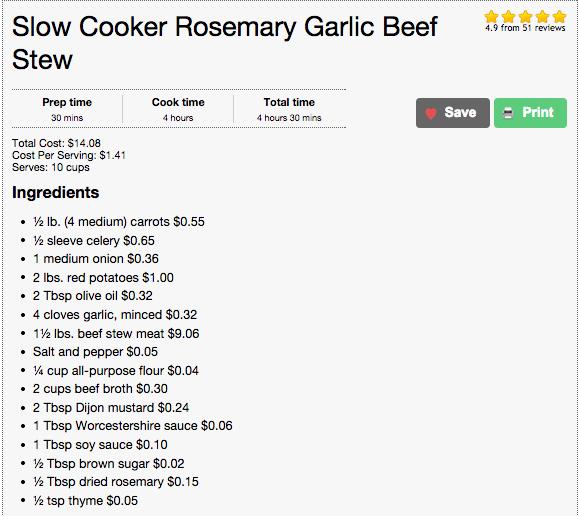 Slow Cooker Rosemary Garlic Beef Stew