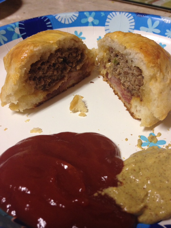 Tip: you may want to cut the burgers in half so they do not burn your friends and family as they try to enjoy them. 