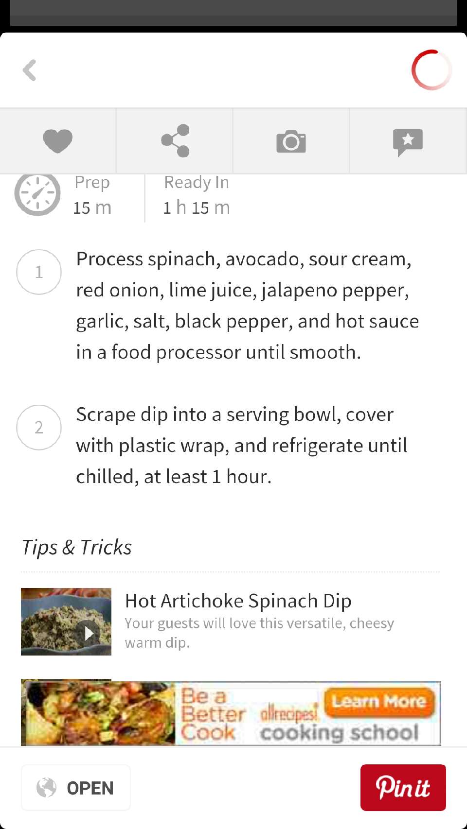Avocado spinach dip