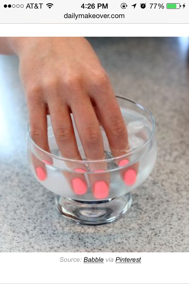 11. Need your nails to dry fast? Submerge just-painted nails into cold water for a few minutes. When you remove your fingertips, the polish will be dry.