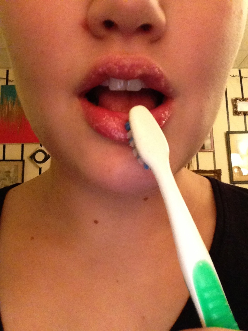 Use about a teaspoon of coconut oil with a pinch of cinnamon and mix together. Then gently exfoliate your lips with an old toothbrush using the mixture as the moisturizer.