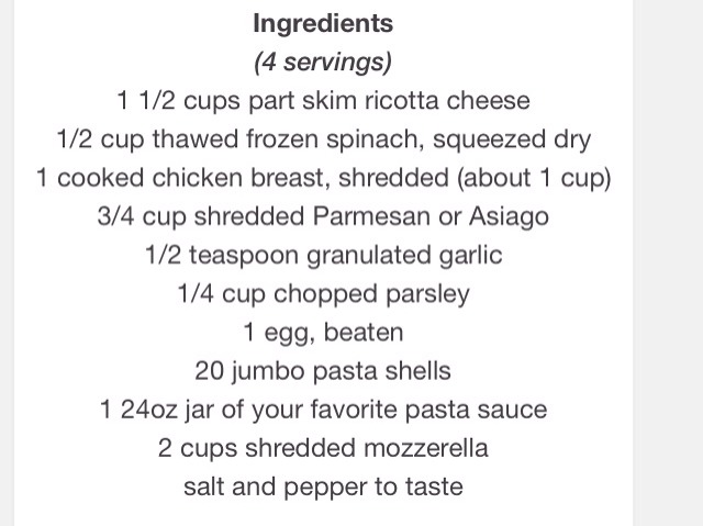 Chicken, Ricotta & Spinach Stuffed Shells