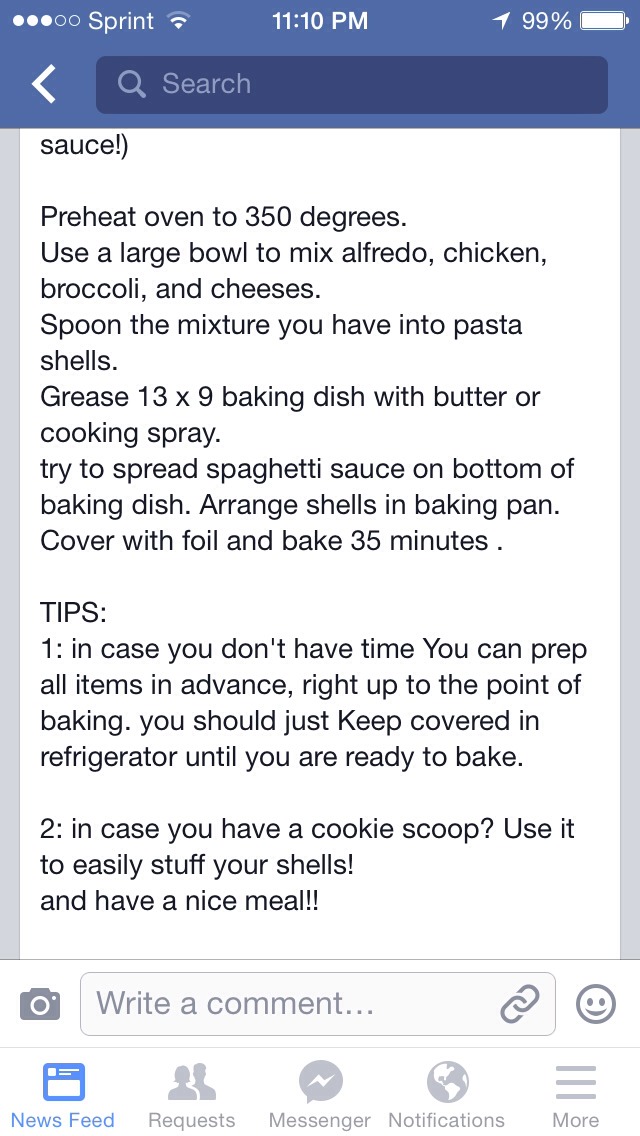 Chicken broccoli Alfredo stuffed shells 