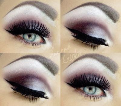 Cute light dark burgundy eye makeup