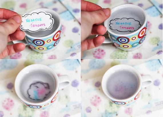 These dissolving thought-bubble notes.Write down your worries, then drop them into water and watch them dissolve away. By Motivational Tattoo,