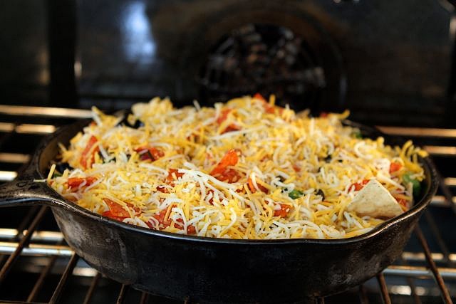 Place in the preheated oven, and cook until the cheese is nice and bubbly and the veggies are warmed through, roughly 7 minutes or so.