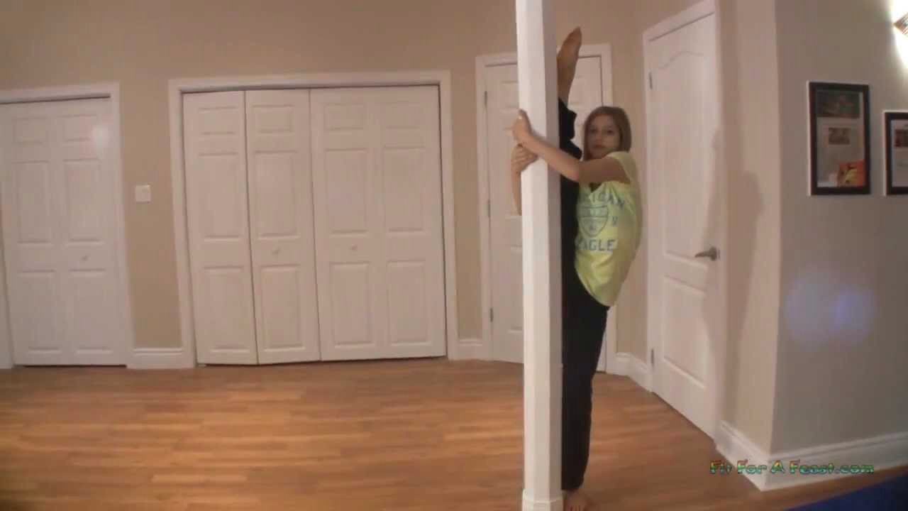 A great way to practice your splits is pull it up to a wall for a pole and lean in; you can also practice this stretch in a wall split position. Even if you are a beginner you can try this stretch.