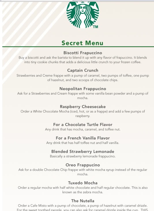 Secret Starbucks Drinks 
