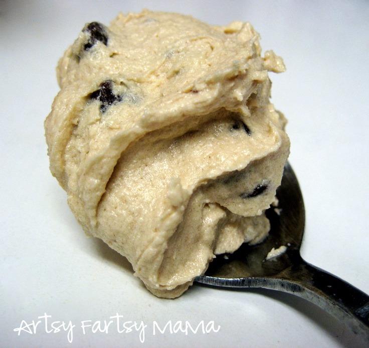 Directions:
Cream together butter and sugars until light & fluffy.
Add in milk & vanilla, then slowly add in flour.
Add in desired amount of chocolate chips.