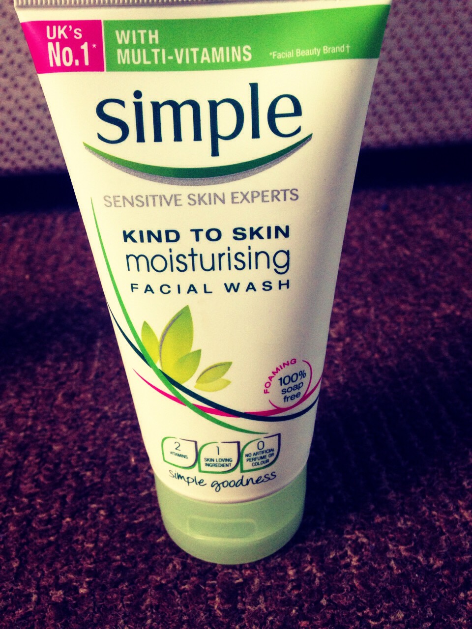 Next, take your simple facial wash to cleanse your skin. When you have washed your face with the facial wash, splash cold water over your face to close your pours. Use this product morning and night, each day.
