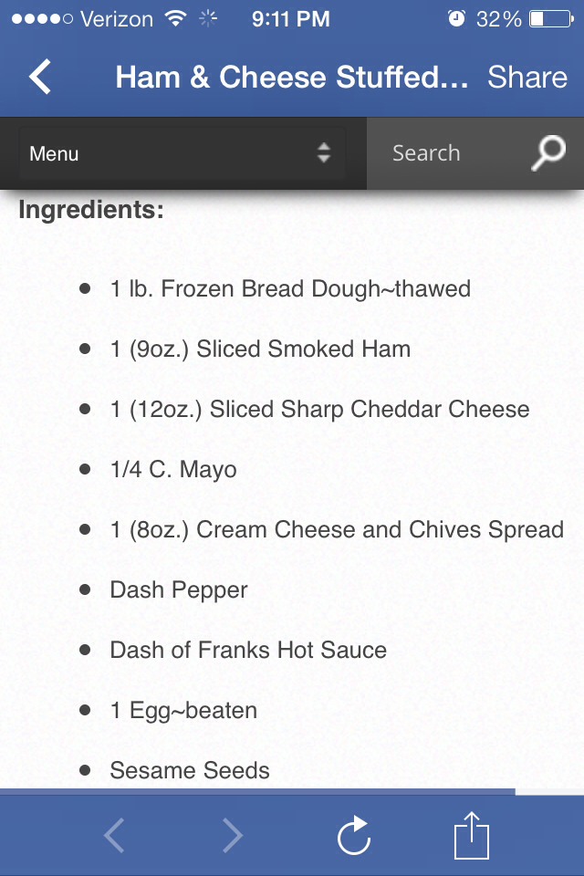 Ham And Cheese Stuffed Bread