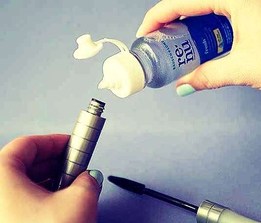 Mascara not lasting long? Mix a tad of renu into your mascara for longer results.