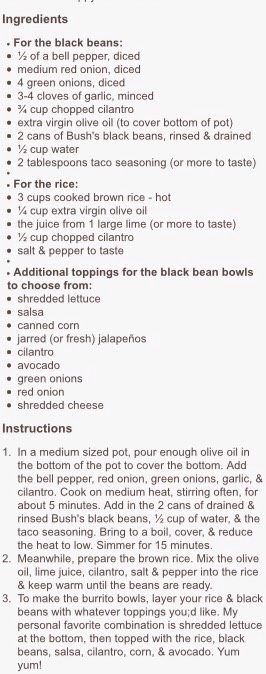 Fresh & healthy black bean burrito bowls 