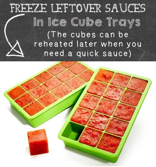 6. Freeze Leftover Sauce
Essentially you could do this with homemade sauces as well as anything canned that you don’t use up like refried beans, chopped jalapeños, etc.