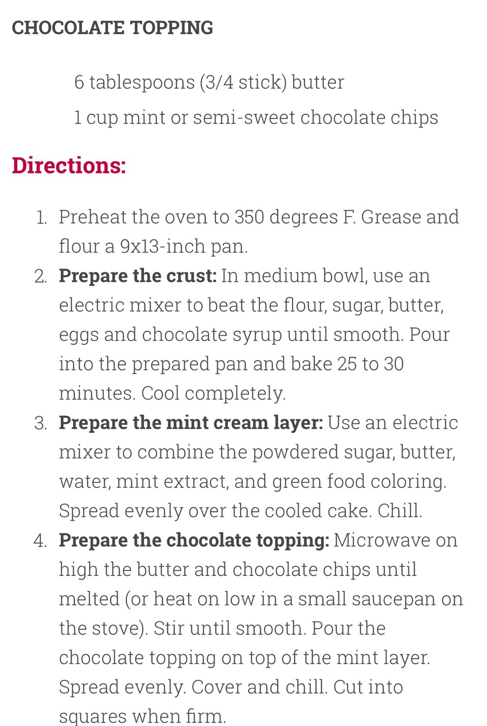 Mint Chocolate Squares. 😊