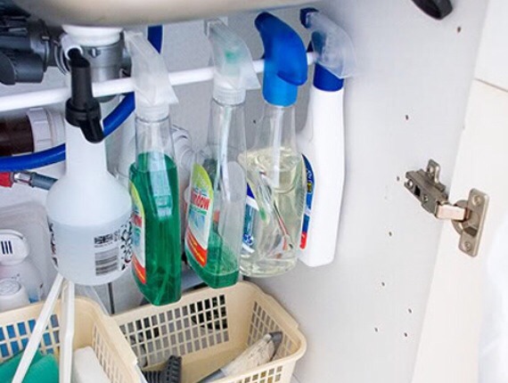6) add a tension rod to store your washing liquids
