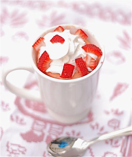 Strawberries & Cream Mug Cake